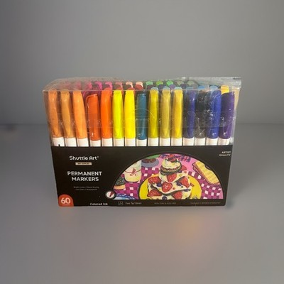 New Shuttle Art Permanent Markers 60 Bright Colors  Quick Drying Artist Quality