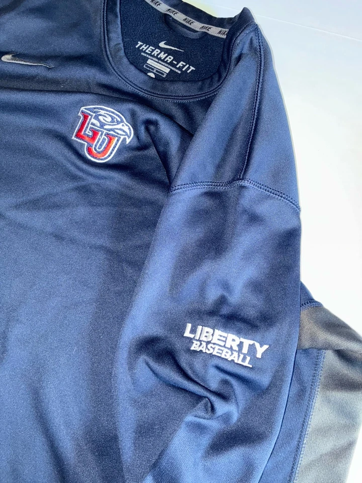 Nike Therma Fit Liberty University Equipo de Béisbol Emitido LS Calentamiento Pullover Talla L Foto 3 de 4