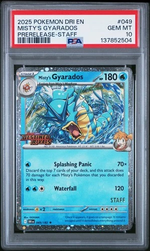 2025 Pokemon Destined Rivals Misty's Gyarados Prerelease-Staff PSA 10 #049