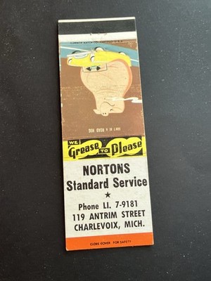 Vintage Michigan Matchbook  Norton s Standard Service  Charlevoix