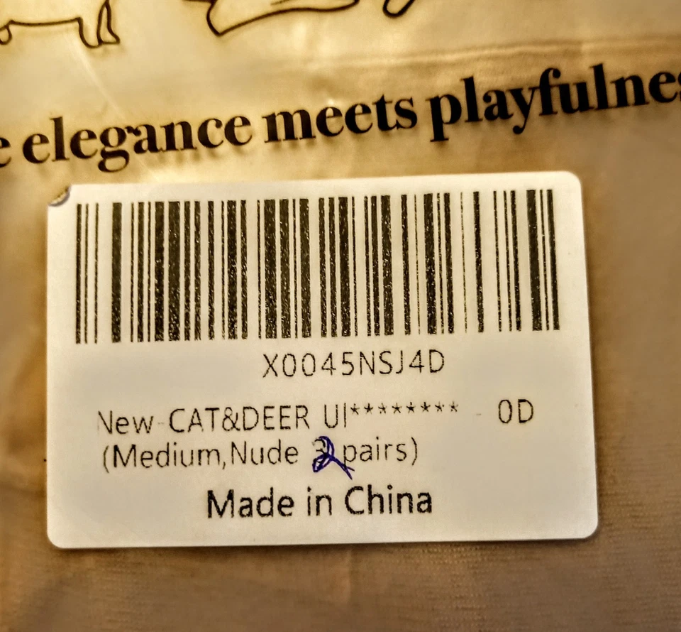 2 PARES DE PANTIMEDIAS NUDE/BEIGE ELEGANTES para gatos y ciervos talla MED NUEVAS EN PAQUETE Foto 2 de 3