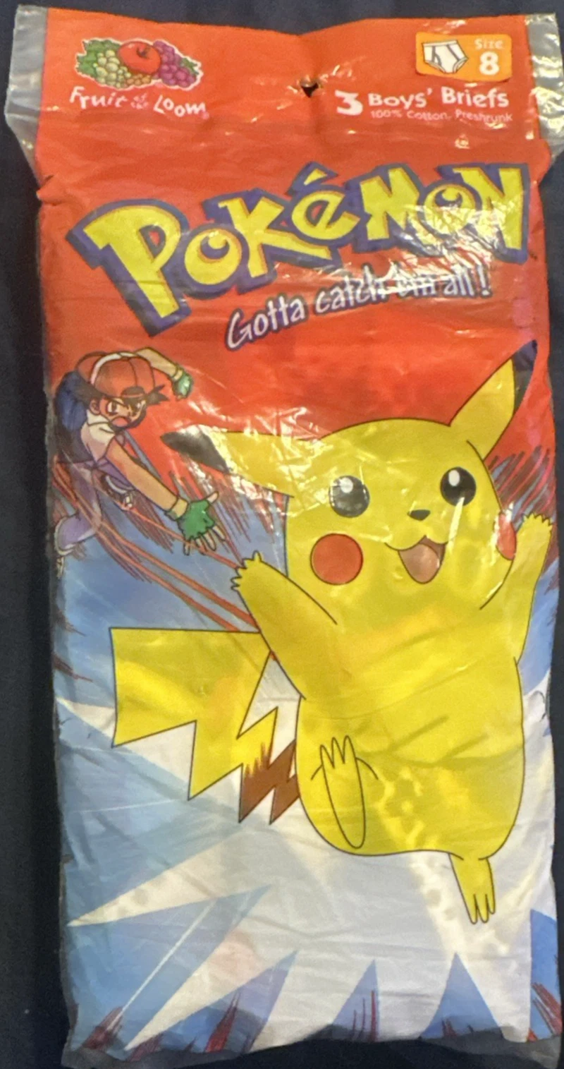 ヴァンテージ 1999年 男の子用ファンパルポケモンボーイの下着、サイズ8、新品未開封、レア。 - 画像1/4