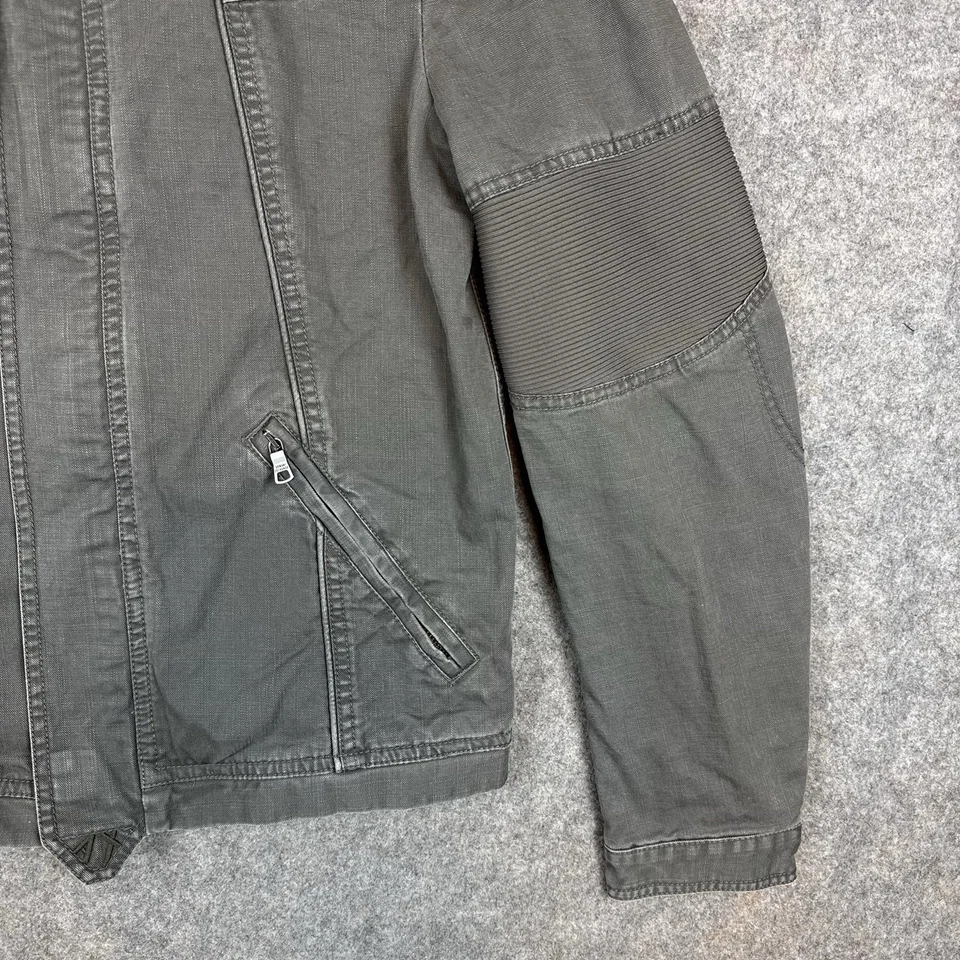 Chaqueta de Motociclista Armani Exchange Para Hombre Gris Medio Moto Corredor Bombardero Lona Cremallera Completa Foto 4 de 4