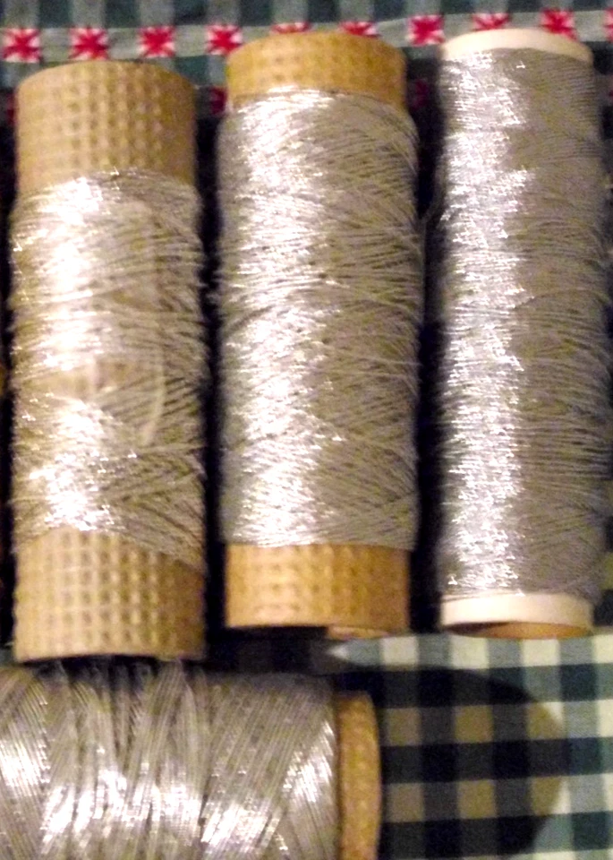 4 Silver Embroidery Thread Spools + 2 Gold Thread Spools--Unbranded - Image 2 of 4