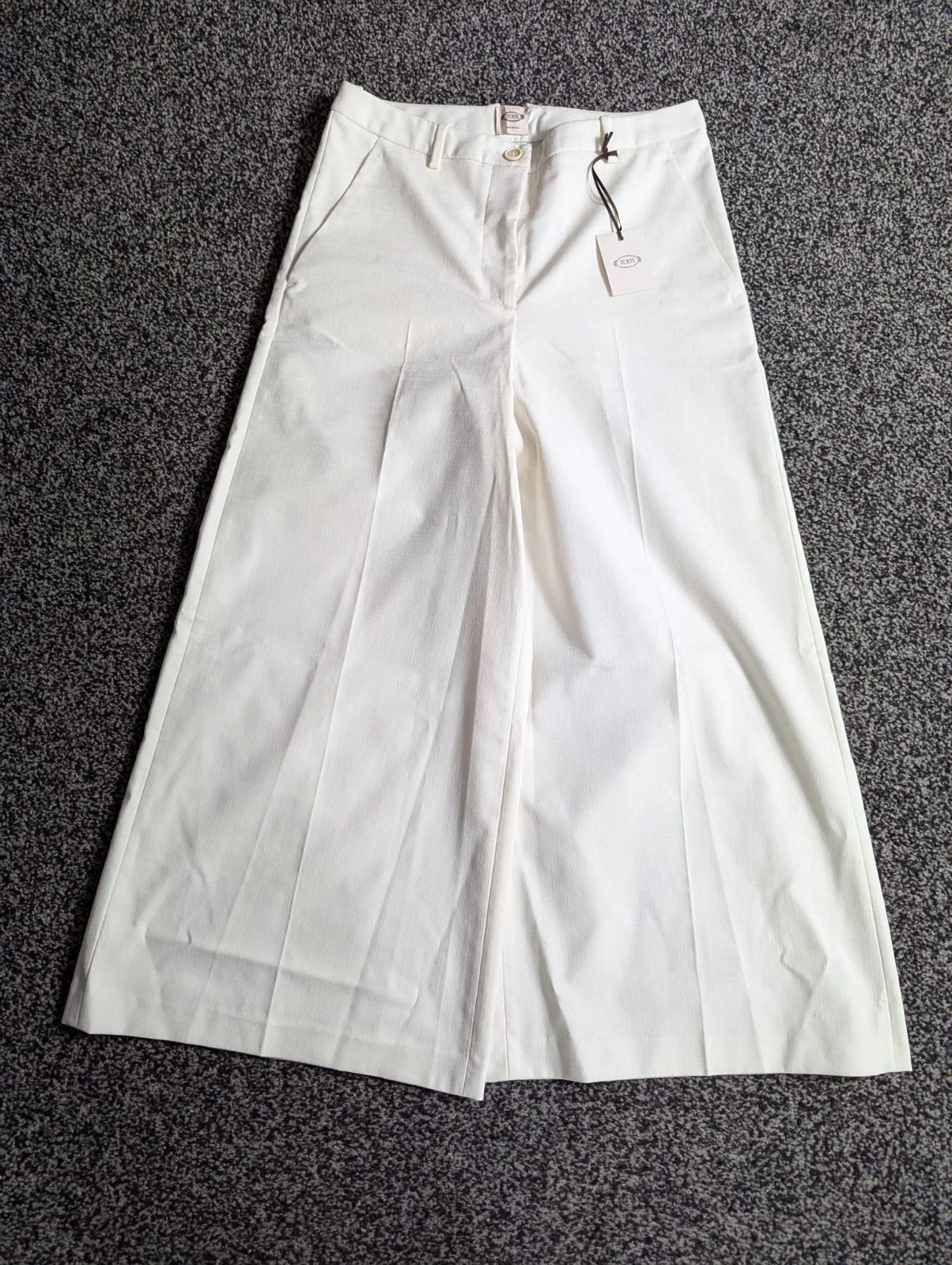 TOD’S Pantaloni Tod's Culottes IT 40 UK 8 avorio gamba ultra larga palazzo crop pants