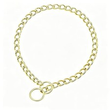 Gold Dog Choke Chain Collar,Metal Slip Link Martingale Dog Collar Training He...