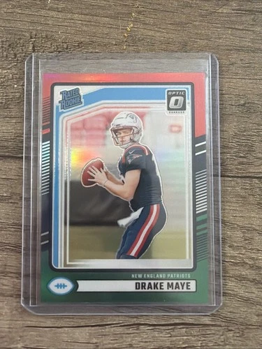2024 Panini Donruss Rated Rookie Drake Maye #379 Optic Preview Red & Green Prizm