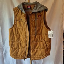 Wrangler Workwear Flex Utility Hooded Work Vest Men  s L/G Brown/Gray