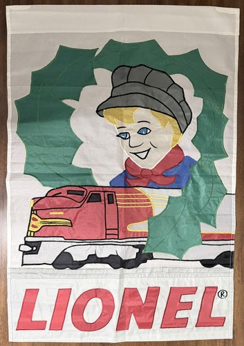Rare USED 1996 LIONEL TRAINS DECORATIVE CHRISTMAS FLAG/BANNER APPROX 28” X 41” - Picture 2 of 3