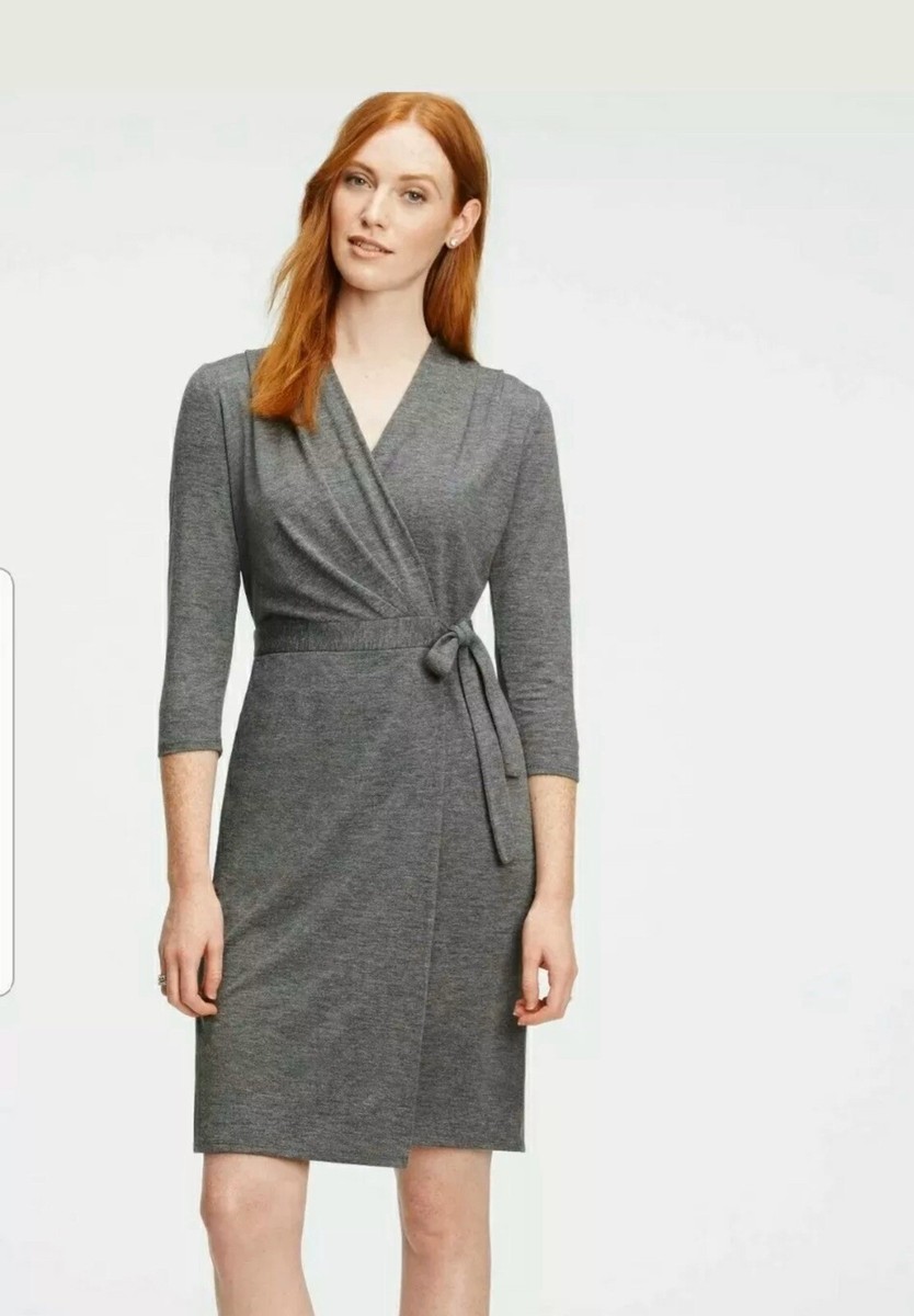charcoal grey wrap dress Dark Grey Wrap Tulip Dress with V Neckline #1154