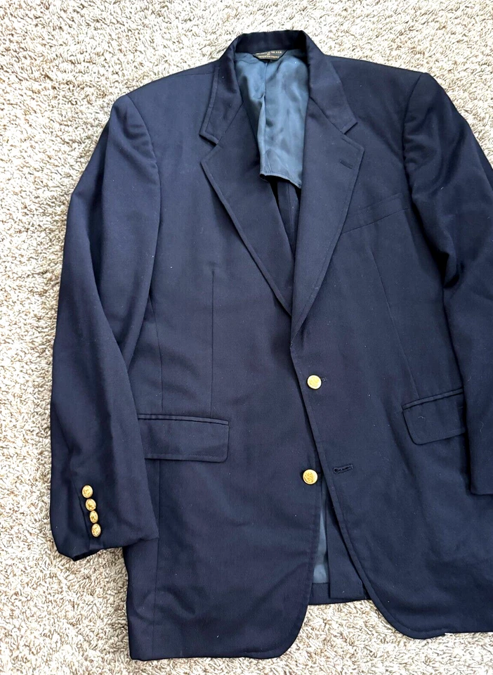 Chaqueta Blazer Abrigo De Colección Southwick Para Hombre 42L Largo Azul Marino Oscuro Dorado Botones Lana Foto 2 de 4