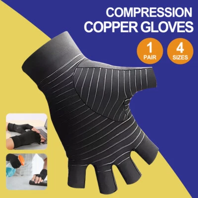 Compression Copper Arthritis Gloves Hand Wrist Finger Joint Pain Relief Support - image 1 of 4
