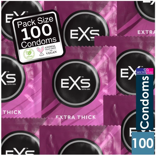100 x Exs Extra Safe Thick Condoms | Vegan Condoms  | Thicker For Reassurance |