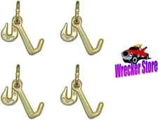 Qty. 4 - G70 GRAB HOOK and MINI J  HOOK on CHAIN LINK for WRECKER, TRANSPORT