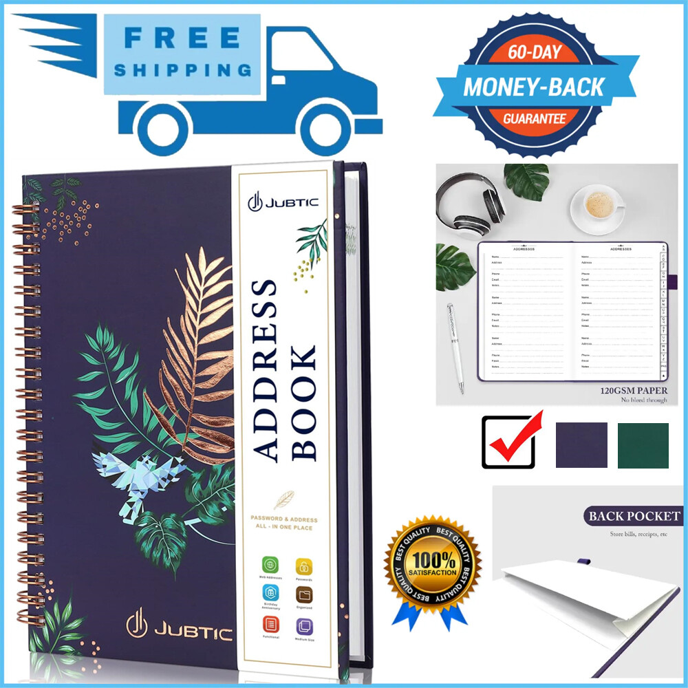 Hardcover Address Book with Alphabetical Tabs, Spiral Bound Address