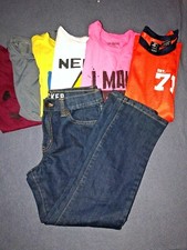 Mix Boys Lot 7 Piece Assorted 6 Tee Shirts 1 Pair Rocker Crazy8 Jeans Size 10-12