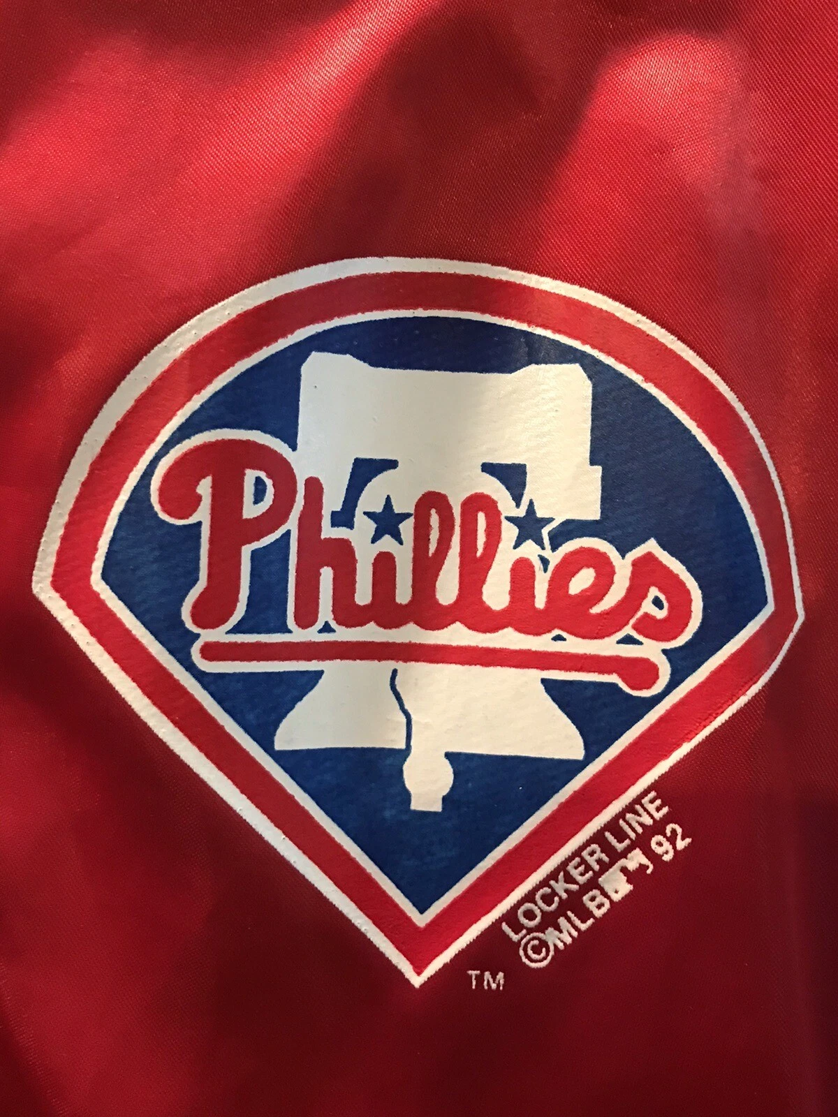Vintage '92 Philadelphia Phillies Locker Line Satin Snap-up Jacket XL Minty image 3