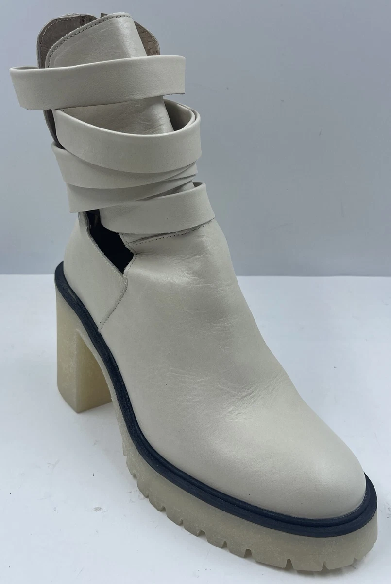 Free People Jesse Women's Cut Out Boots 8 Ivory Smooth Leather