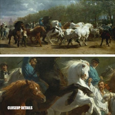 50W"x24H" THE HORSE FAIR by ROSA BONHEUR - PARIS SALON COLT - CHOICES of CANVAS
