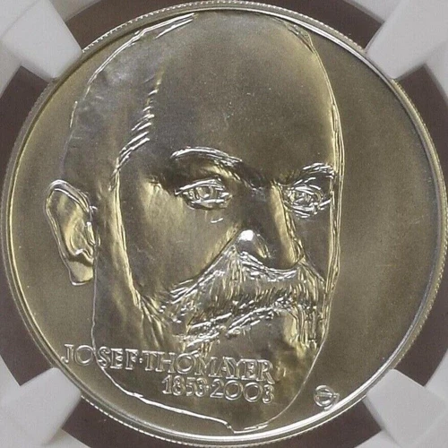 CZECH REPUBLIC. 2003, 200 Korun, Silver - NGC MS68 - Top Pop 🥇 Josef Thomayer