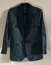 Trina Turk Black green Metallic Floral Blazer Medium / 8