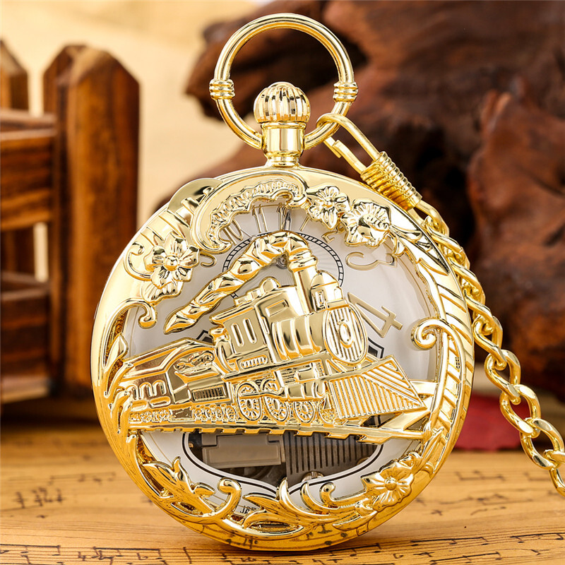 HOT Antique Watches Steam Train Pocket Watch Antique Steam