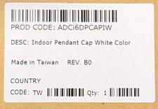 American Dynamics ADCI6DPCAPIW Pendent Cap Rev B0 - MANY AVAIL SAME DAY SHIPPING