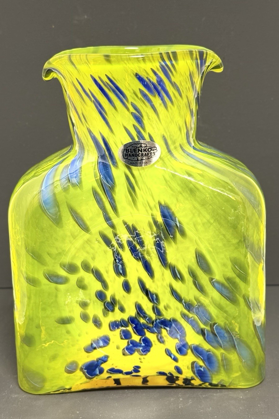 Blenko Glass Water Bottle 384 - Special Edition - Kingfisher - Citrine