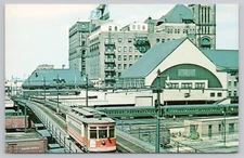 Postcard Lost Railroads of Chicago IL Illinois Big Pullman Trolley