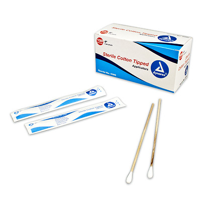 Cotton Tipped Wood Applicators, Sterile,6 in ,2 per pouch of 100, 200 pcs 4305&