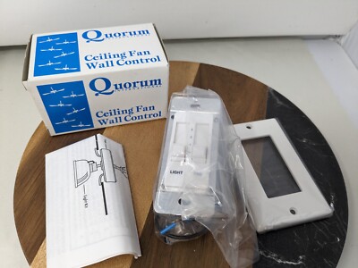 Quorum 7-1192-6 Slider Fan  Light Remote Control Aluminum Finish White New