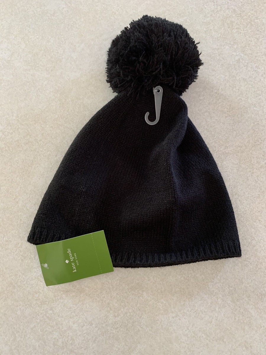 KATE SPADE New York “TAXI!” Winter Beanie Pom Pom Hat Black  display picture 1