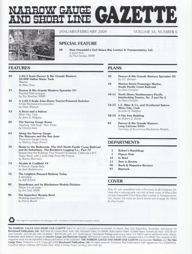 NARROW GAUGE & SHORT LINE GAZETTE 1-2/09 D&RGW OV, SOUTH PACIFIC COAST RR, NWP - Picture 2 of 2
