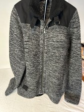 Dissident Zip-Up Knit Jacket with Fleece Collar – Men’s L