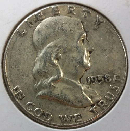 1958-P Franklin 90% Silver Half Dollar (Very Fine Details)