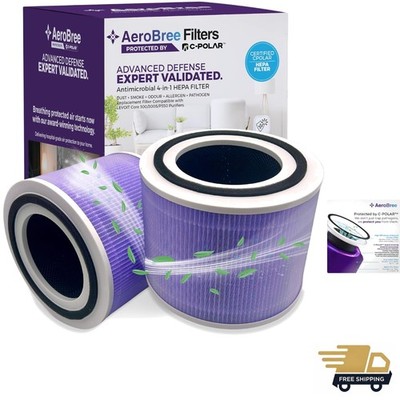 Comprehensive C-POLAR Air Purifier Filters for LEVOIT Core 300 - 2-Pack, Purple