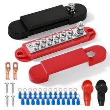 Bus Bar 12V 150A Power Distribution Block, 1/4 in Stud Terminal Buss Bar, Pre...