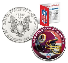 WASHINGTON REDSKINS 1 Oz American Silver Eagle $1 US Coin Colorized NFL LICENSED