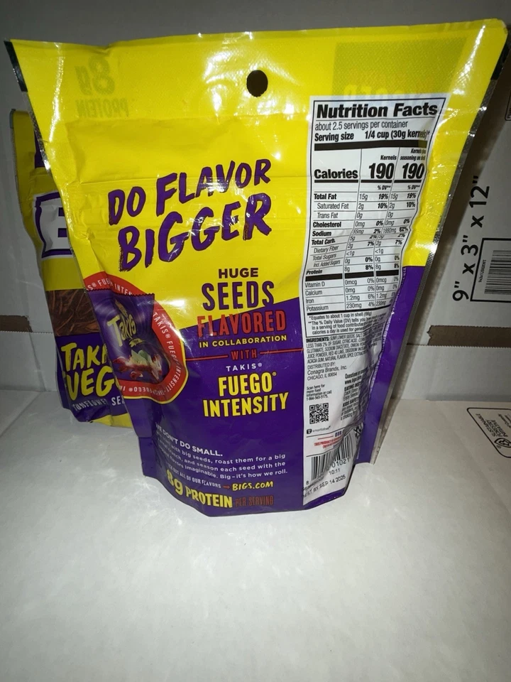 🔥 Bigs Takis Fuego Sunflower Seeds – Hot Chili & Lime Flavor (2 Bags) 🔥 - Image 2 of 2