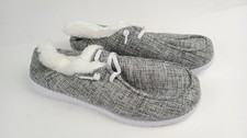Women's Gray Faux Fur Lined Slipper Shoes Rubber Sole sz 40 USA 9