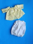Vtg Cabbage Doll Patch Yellow Rosebud ROMPER & YELLOW SWEATER CARDIGAN OK Tag