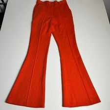 Urban Outfitters Orange Pintuck Flare Knit Pants High Rise Bell Bottom Small
