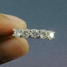 2 Ct Round Diamond 14K White Gold Over Wedding Band Five-Stone Bridal Women Ring