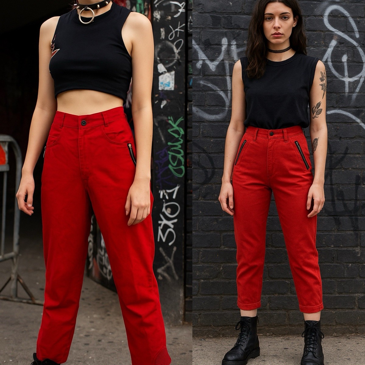 Vintage 80s/90s Shox Punk Rock Moto Zippered Pants View 2