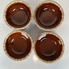 Vintage Hull 1960's Brown Drip Hull Ovenproof U.S.A. Soup/Cereal/Salad Bowls-(4)