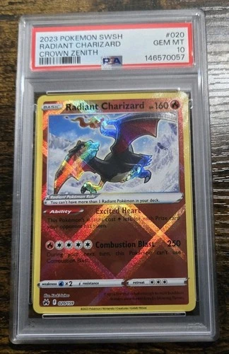 Radiant Charizard Pokemon Sword And Shield Crown Zenith 020/159 PSA 10