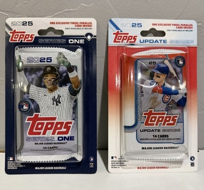 2 Aaron Judge Tinsel Parallels showing in 2025 Topps Meijer Blister Packs