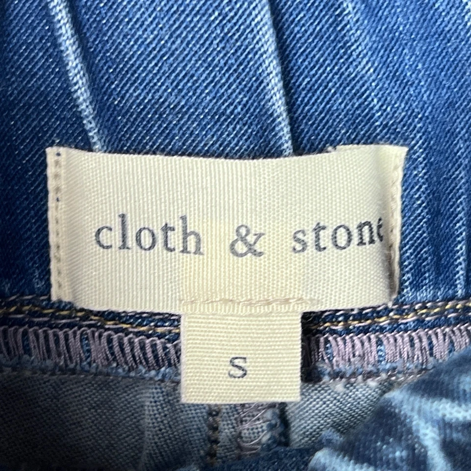 布和石裤女式 S 蓝色布纹慢跑裤紧身破旧口袋 — 第 4/4 张图片