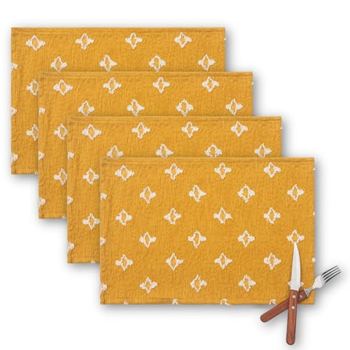 Herbst Boho Tischsets 4er Set, 12x18 Zoll Herbst Erntedank Ernte Gelb - Bild 1 von 6