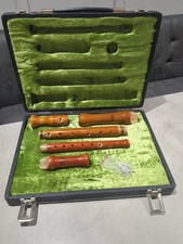 Vintage Johannes Adler Wooden Recorders X2 in Original  Case Handmade In Germany
